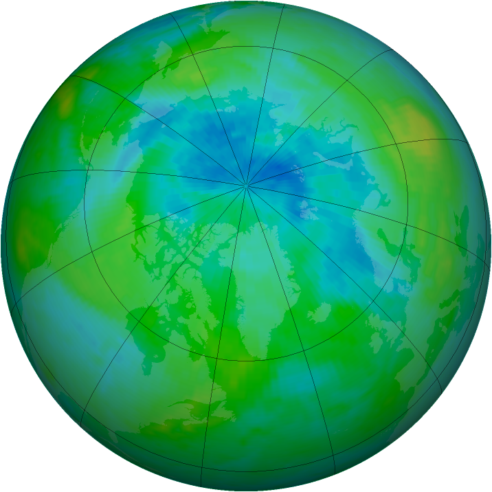 Arctic ozone map for 03 September 1990